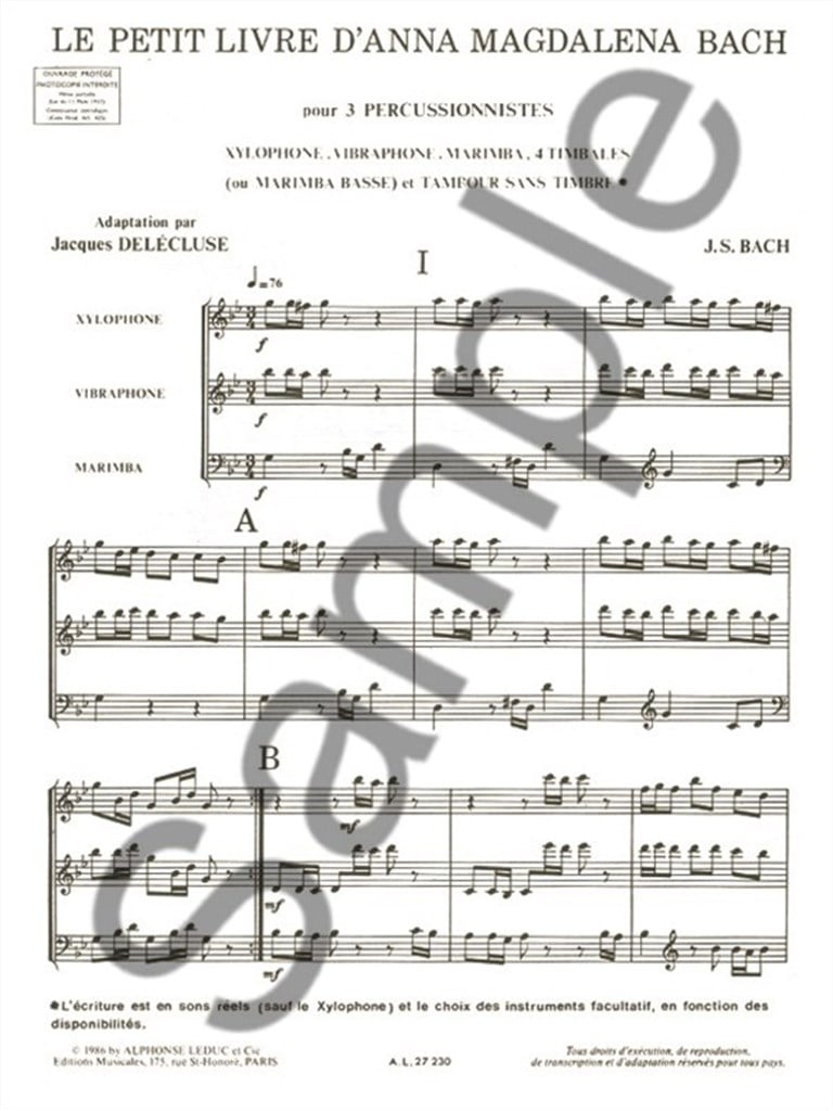 Petit Livre D'Anna Magdalena Bach
